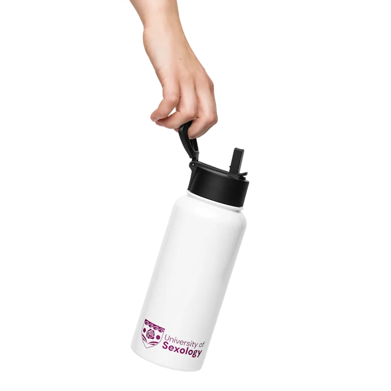 University of Sexology Stainless Steel Water Bottle with Straw Lid thumbnail 2