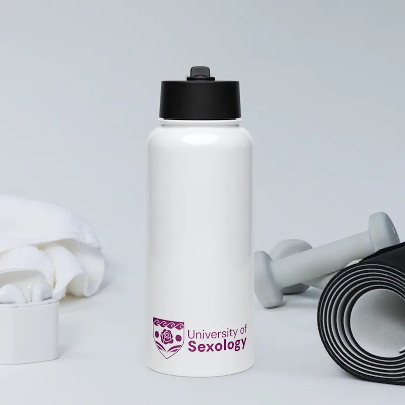 University of Sexology Stainless Steel Water Bottle with Straw Lid thumbnail 3